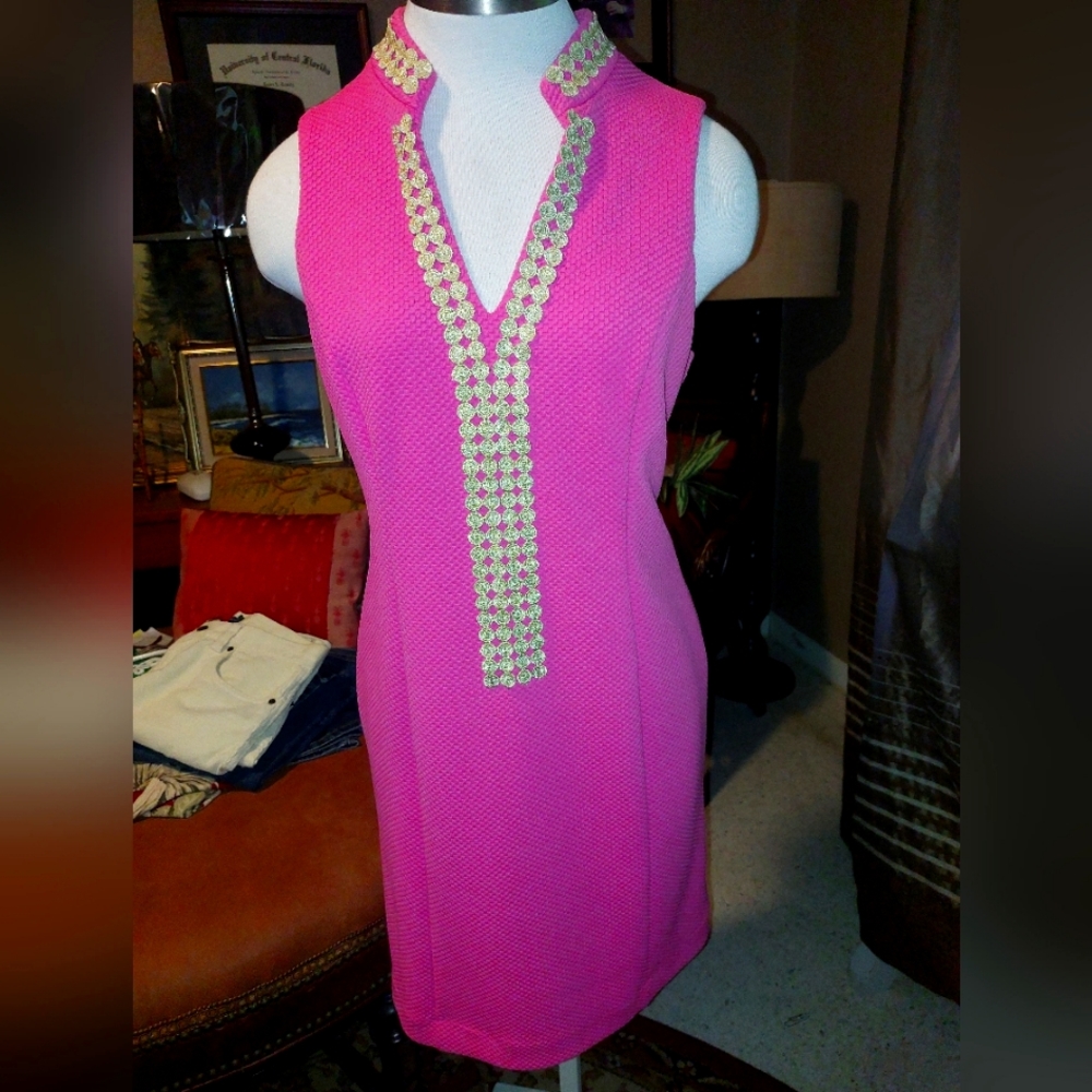 Pappagallo Pink Gold Trim Sheath